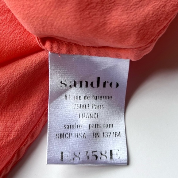 Sandro Paris 100% Silk Women's Blouse Size 2 medium pink orange - Picture 3 of 7